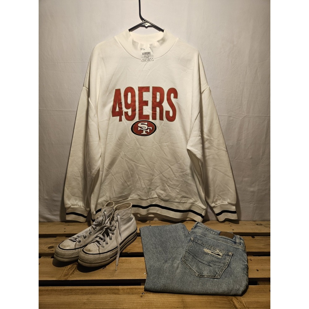 San Francisco 49ers Gameday Couture Mock Neck Sweatshirt White Size XXL